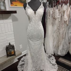 Kenneth Winston 1906 Ivory 16 Stretchy Fitted All Lace Wedding Dress